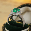 R2189款S925银镀18K白金蛋形培育彩宝双臂豪华订婚戒指2.72ct 6