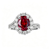 R2189款S925银镀18K白金蛋形培育彩宝双臂豪华订婚戒指2.72ct 10