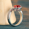 R185337款S925银镀18K白金梨形培育彩宝皇冠订婚戒指2.7ct 3