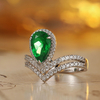 R185337款S925银镀18K白金梨形培育彩宝皇冠订婚戒指2.7ct 8
