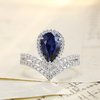 R185337款S925银镀18K白金梨形培育彩宝皇冠订婚戒指2.7ct 4