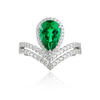 R185337款S925银镀18K白金梨形培育彩宝皇冠订婚戒指2.7ct 1