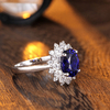 R268款S925银镀18K白金蛋形培育彩宝结婚戒指2.6ct 6