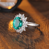 R268款S925银镀18K白金蛋形培育彩宝结婚戒指2.6ct 7