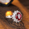 R268款S925银镀18K白金蛋形培育彩宝结婚戒指2.6ct 5