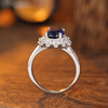 R268款S925银镀18K白金蛋形培育彩宝结婚戒指2.6ct 9