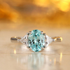 R2184款S925银镀18K白金蛋形培育彩宝订婚戒指2.2ct 8