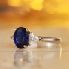 R2184款S925银镀18K白金蛋形培育彩宝订婚戒指2.2ct 5