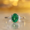 R2184款S925银镀18K白金蛋形培育彩宝订婚戒指2.2ct 6