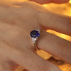R2184款S925银镀18K白金蛋形培育彩宝订婚戒指2.2ct 9