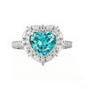 R1526款S925银镀18K白金心形培育彩宝订婚戒指2.65ct 1