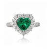 R1526款S925银镀18K白金心形培育彩宝订婚戒指2.65ct 12