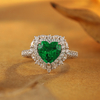 R1526款S925银镀18K白金心形培育彩宝订婚戒指2.65ct 6