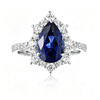R1522款S925银镀18K白金梨形培育彩宝订婚戒指2.97ct 11