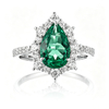 R1522款S925银镀18K白金梨形培育彩宝订婚戒指2.97ct 12