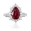 R1522款S925银镀18K白金梨形培育彩宝订婚戒指2.97ct 10