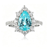 R1522款S925银镀18K白金梨形培育彩宝订婚戒指2.97ct 1