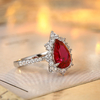 R1522款S925银镀18K白金梨形培育彩宝订婚戒指2.97ct 3