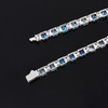 TQB0165款S925银镀18K白金蓝色高碳钻嘻哈莫桑石网球手链3.8ct 6