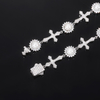TQB0147款S925银镀18K白金满镶莫桑钻珍珠十字架嘻哈手链2.43ct 4