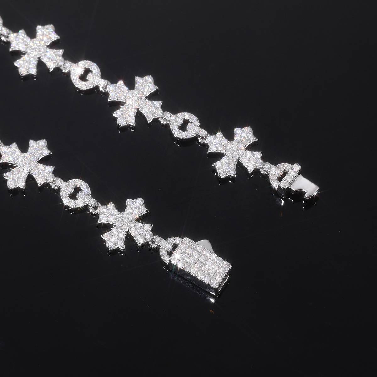 TQB0187款S925银镀18K白金满镶莫桑钻嘻哈手链2.8ct