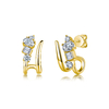 SE0780102款S925银镀18K金莫桑钻C形耳钉1.9ct 2