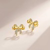 SE0764806款S925银镀18K金莫桑钻蝴蝶结耳钉0.16ct 4