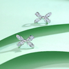 SE0522614款S925银镀18K金长方形莫桑钻蝴蝶结耳钉0.72ct 3
